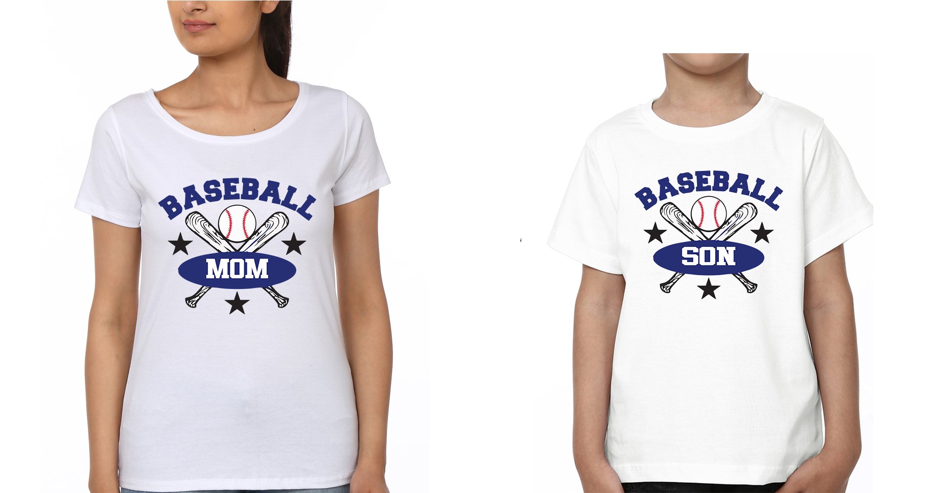 Baseball Mom Baseball Son Mother and Son Matching T-Shirt- FunkyTeesClub