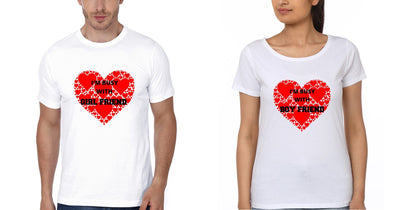 I'M Busy With BF I'M Bust with GF Couple Half Sleeves T-Shirts -FunkyTees