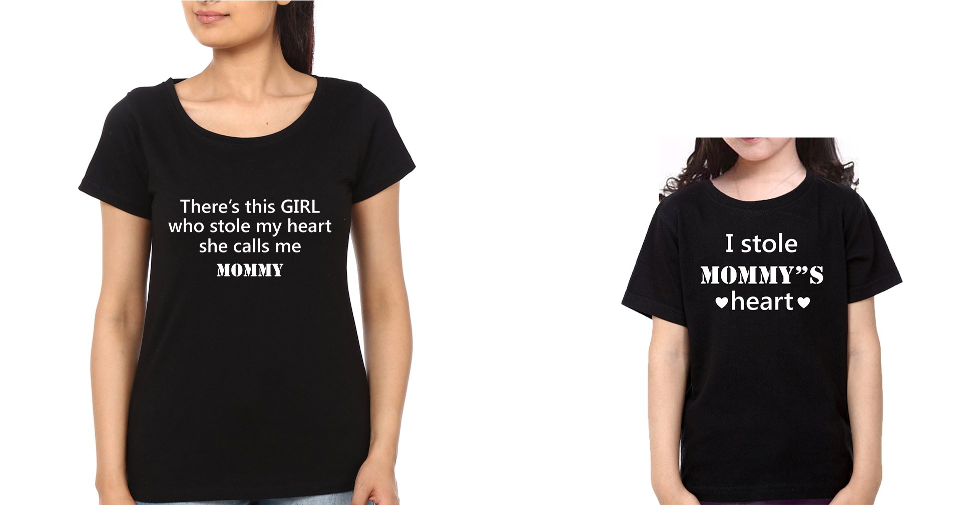 There Is  girl Who Stole My Heart I Stole Mommy's Heart Mother and Daughter Matching T-Shirt- FunkyTeesClub