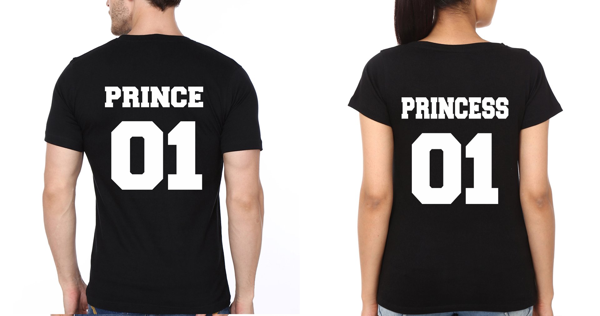 Prince Princess Couple Half Sleeves T-Shirts -FunkyTees