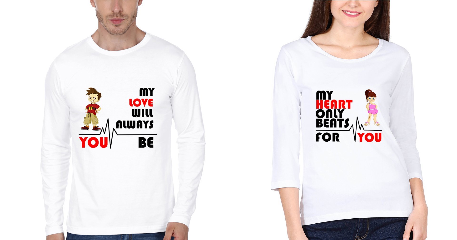 My love Couple Full Sleeves T-Shirts -FunkyTees