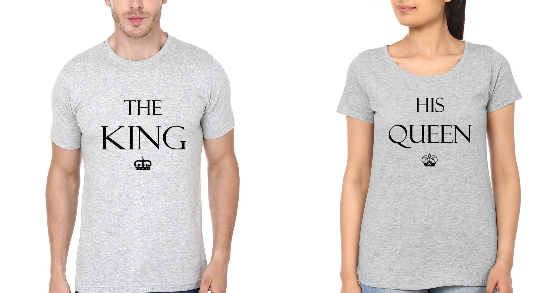 The King His Queen Couple Half Sleeves T-Shirts -FunkyTees