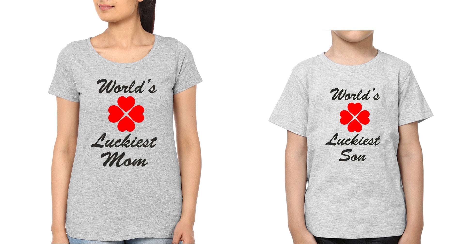 World Luckiest Mom World Luckiest  Son Mother and Son Matching T-Shirt- FunkyTeesClub