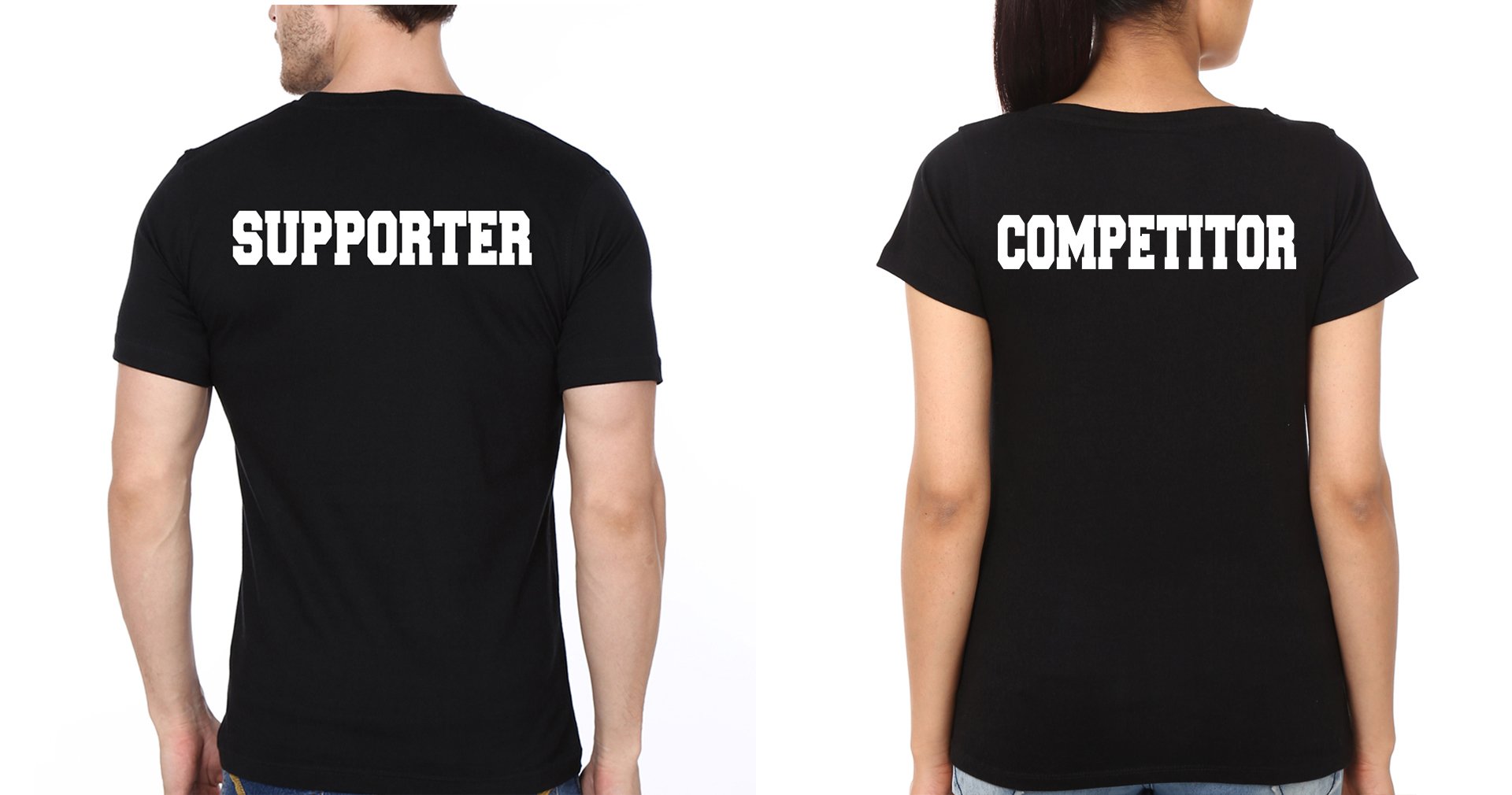 supporter Competitior Couple Half Sleeves T-Shirts -FunkyTees