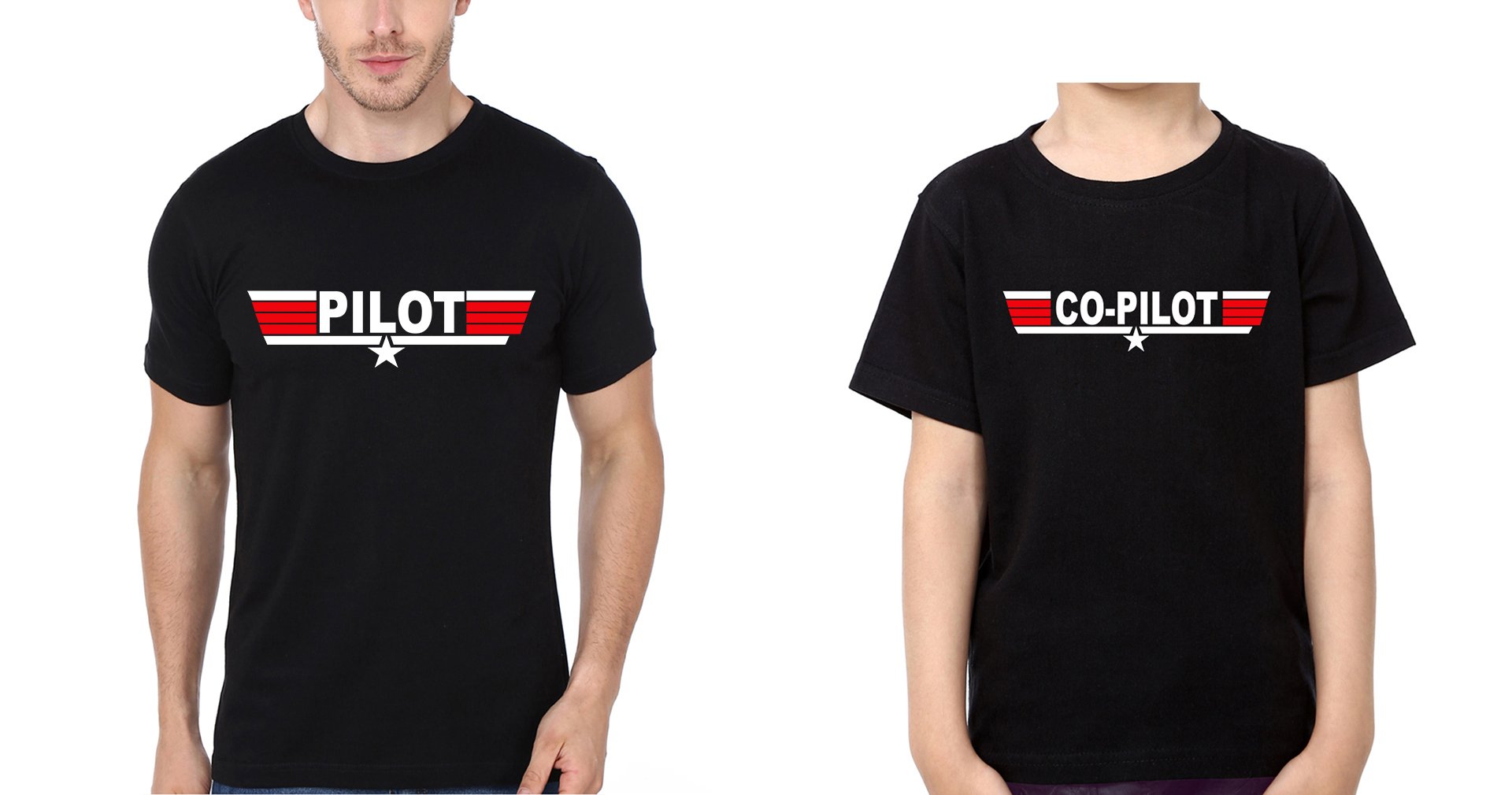 Pilot Co-Pilot Father and Son Matching T-Shirt- FunkyTeesClub