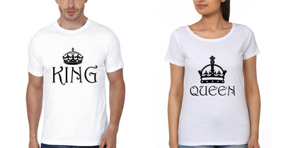 King Queen Couple Half Sleeves T-Shirts -FunkyTees