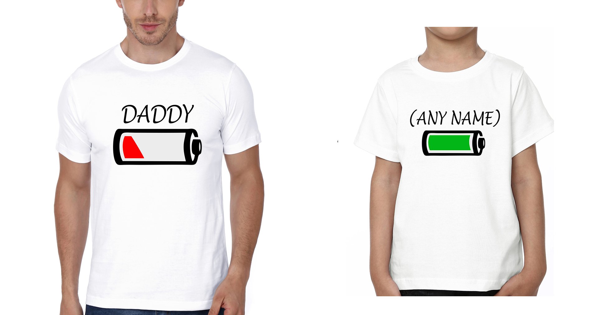 Custom Name Son and Daddy Father and Son Matching T-Shirt- FunkyTeesClub