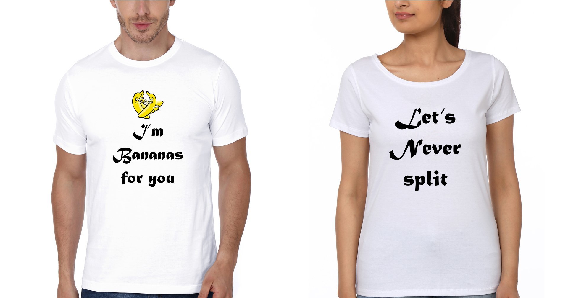 I'm Bananas For You Let's Never Split Couple Half Sleeves T-Shirts -FunkyTees