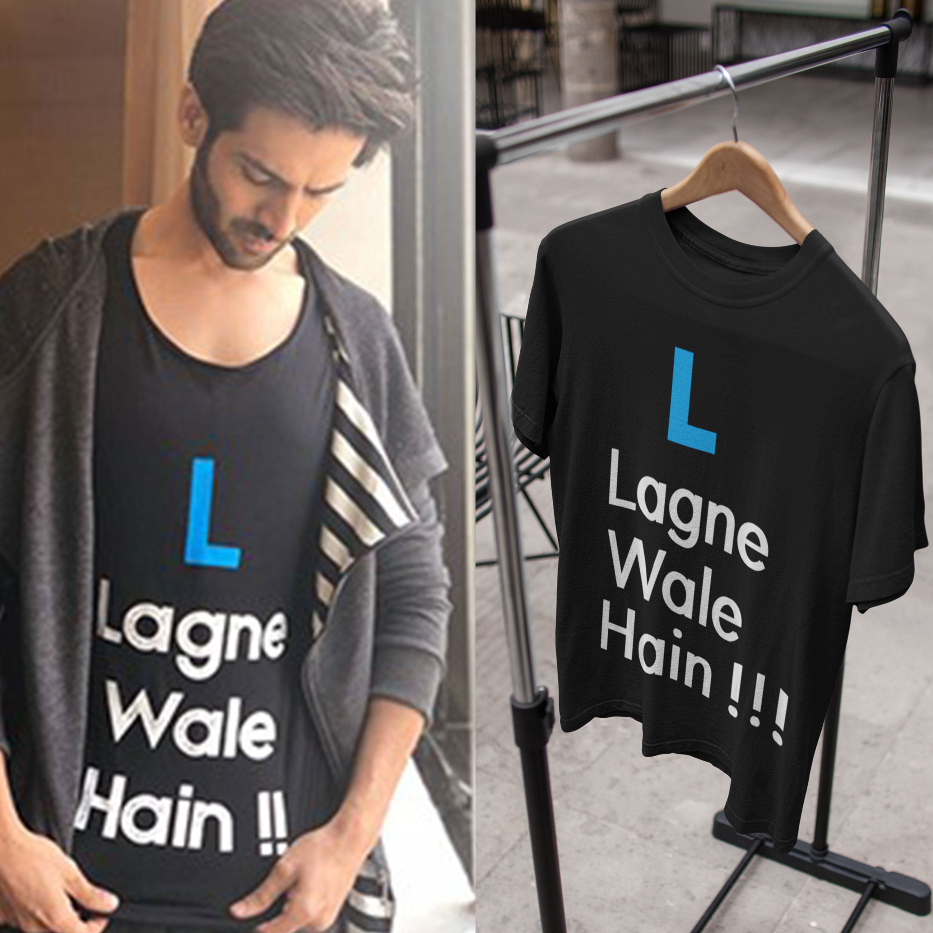 L Lagne Wale Hain Kartik Aryaan Celebrity T-shirt- FunkyTeesClub