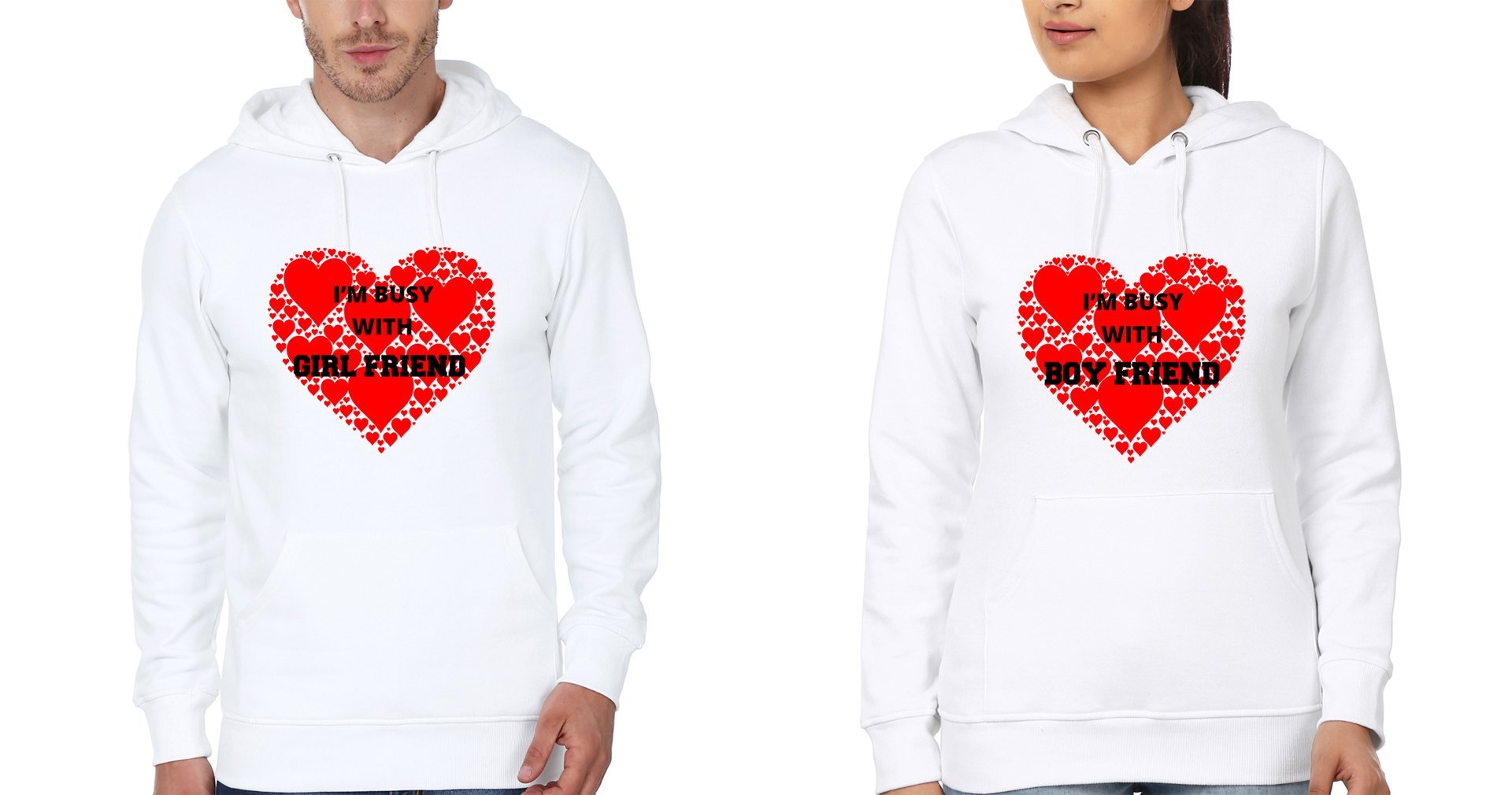 I'M Busy With BF I'M Bust with GF Couple Hoodie-FunkyTees