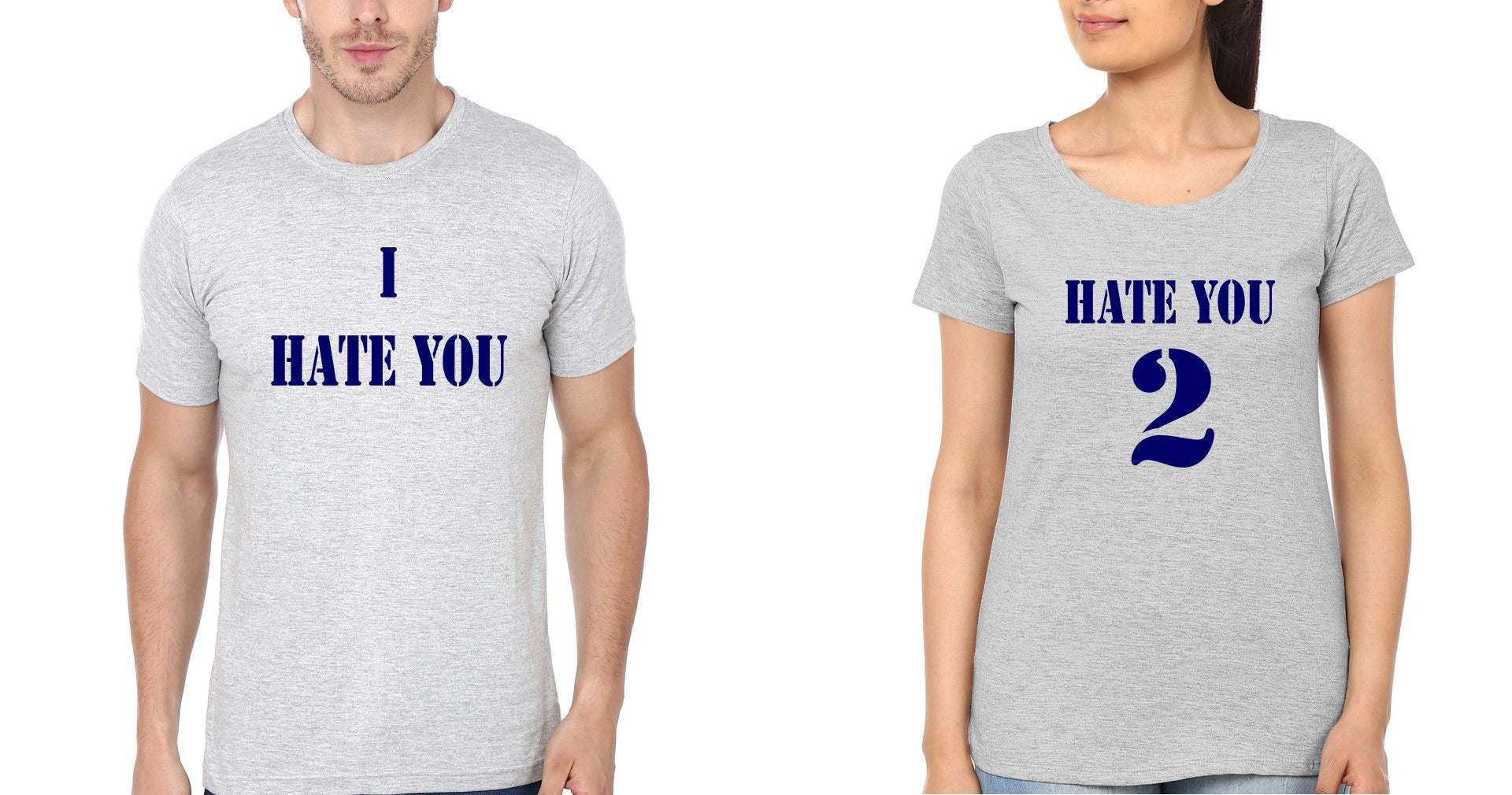 I Hate You Hate  You 2 Couple Half Sleeves T-Shirts -FunkyTees