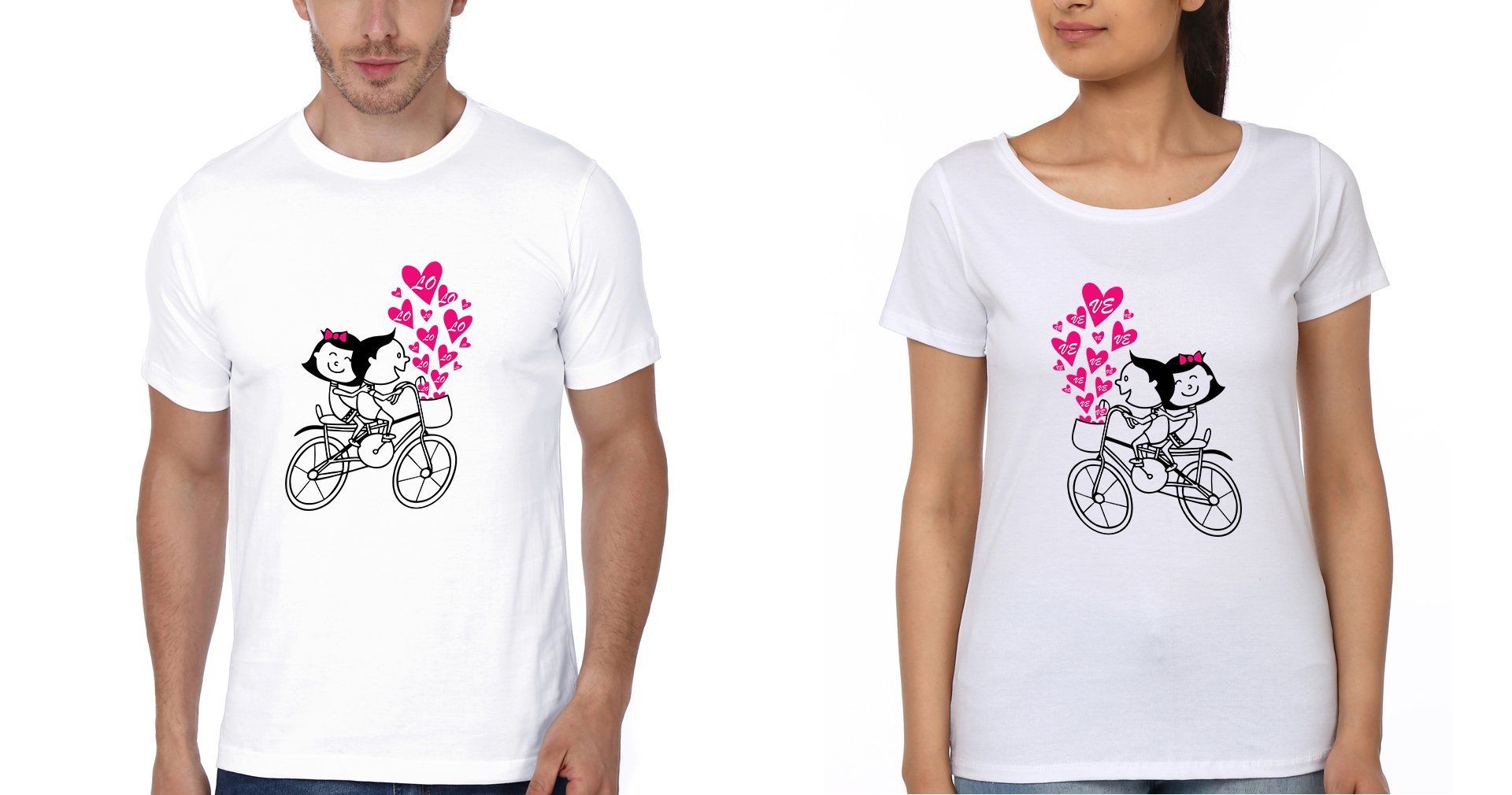 Love Couple Half Sleeves T-Shirts -FunkyTees