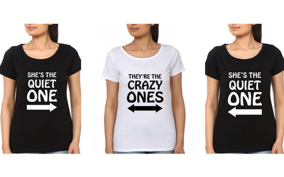 Quiet one Crazy One BFF Half Sleeves T-Shirts-FunkyTees