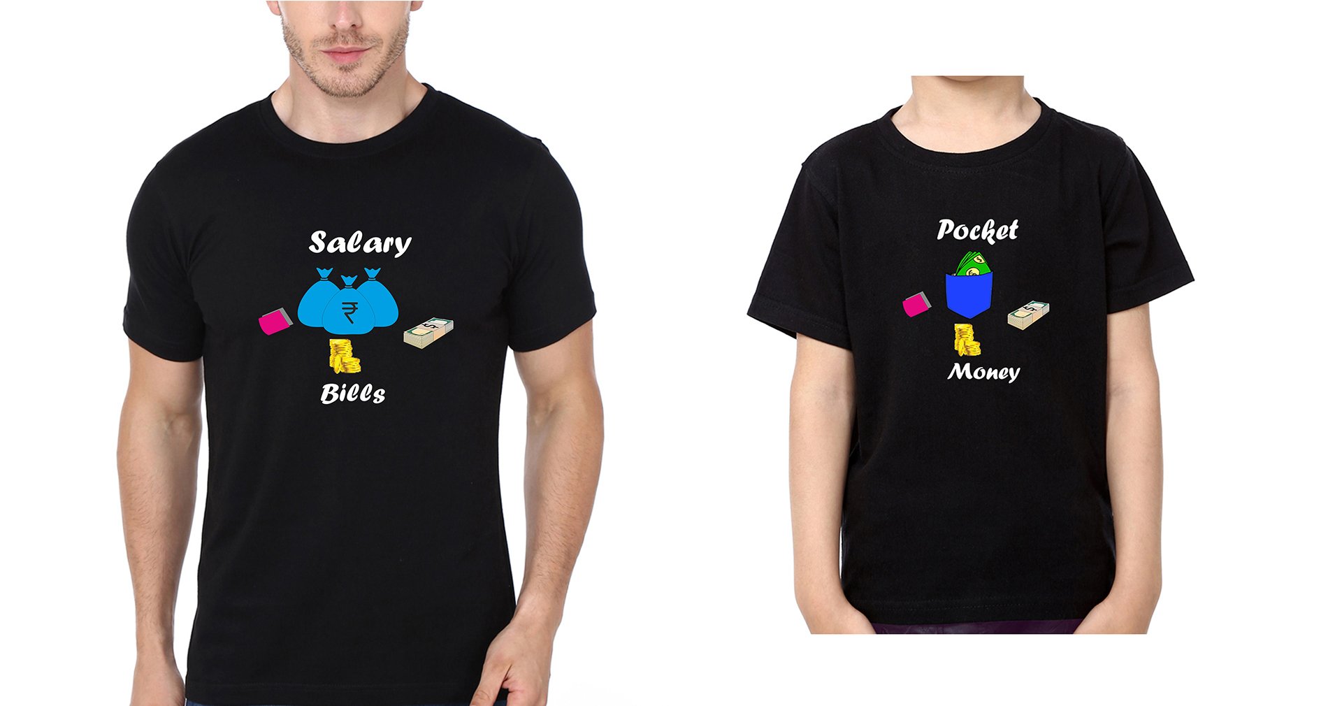 Salary Pocket Father and Son Matching T-Shirt- FunkyTeesClub