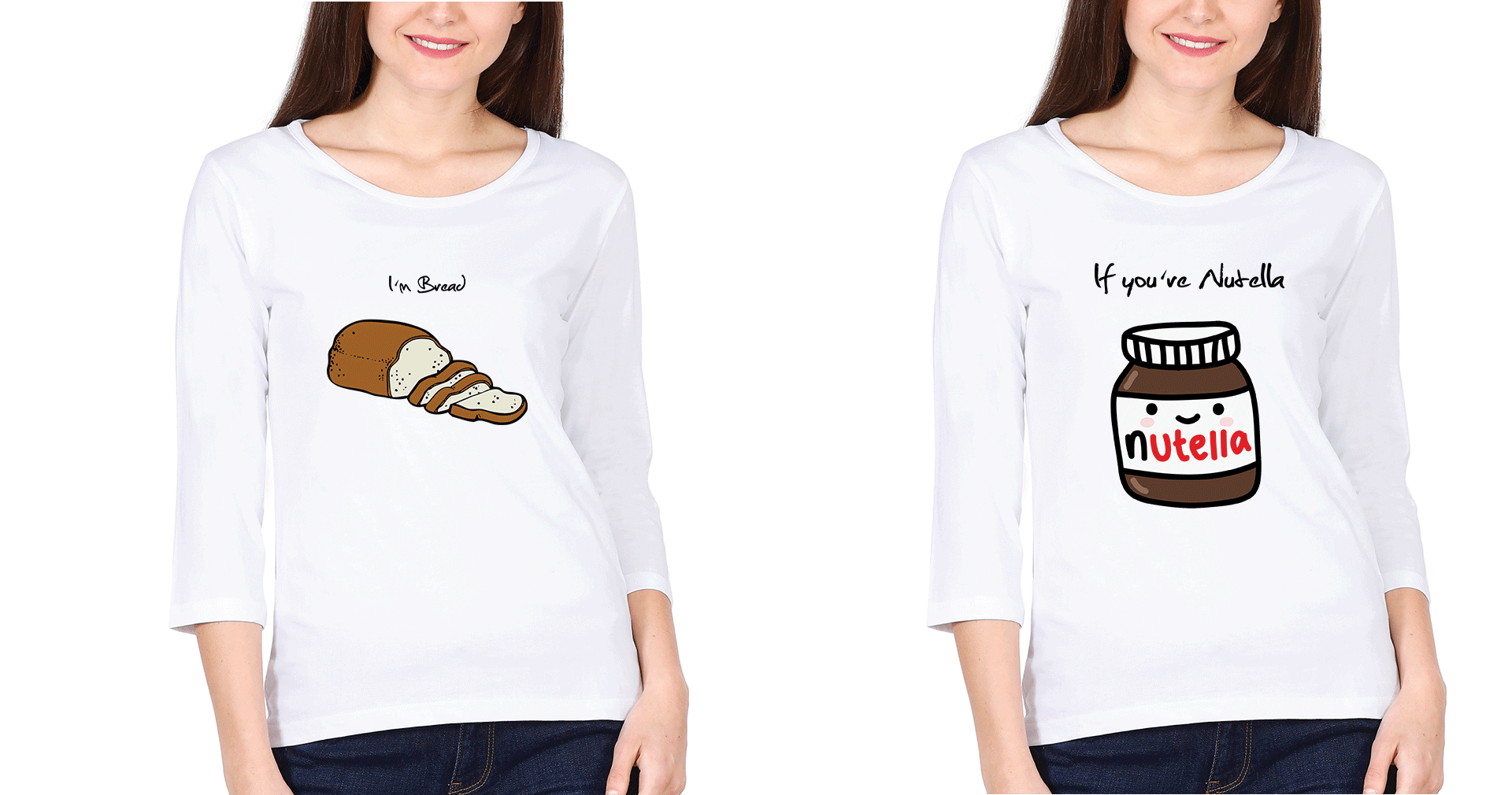 Nutella Bread Sister Sister Full Sleeves T-Shirts -FunkyTees