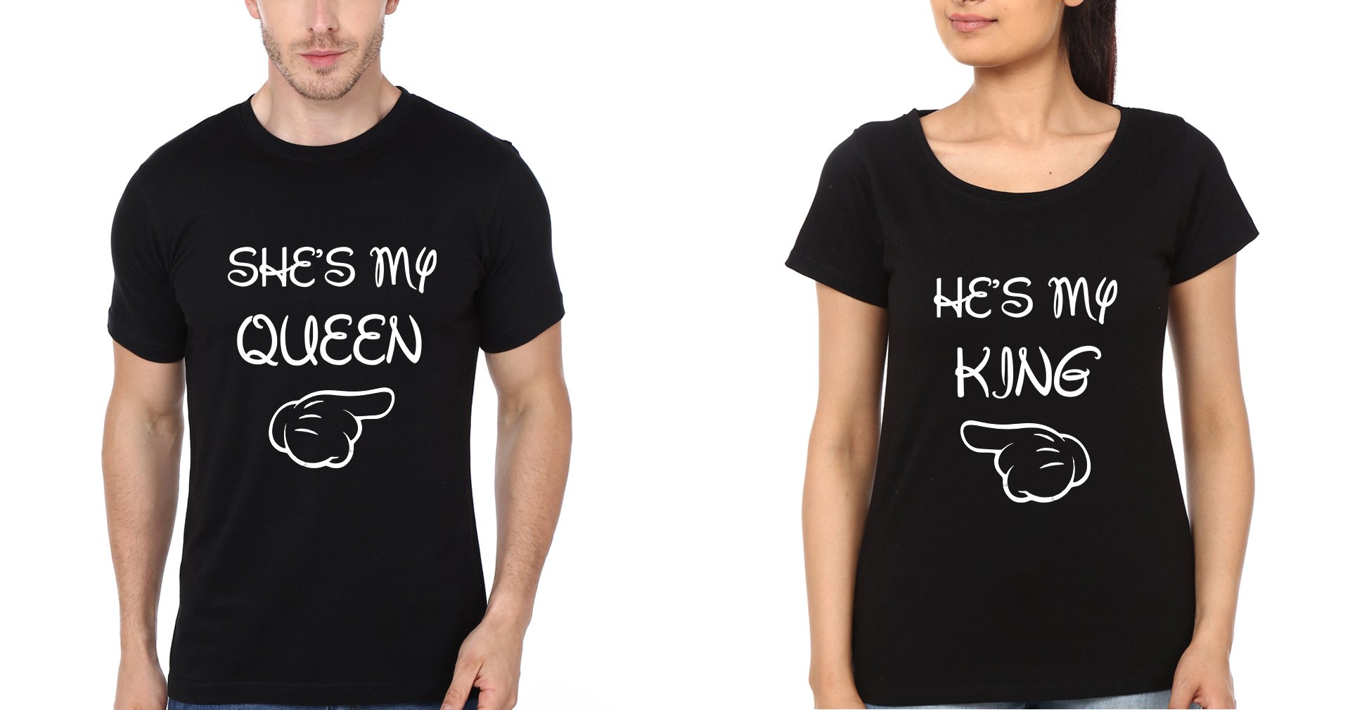 My King My Queen Couple Half Sleeves T-Shirts -FunkyTees