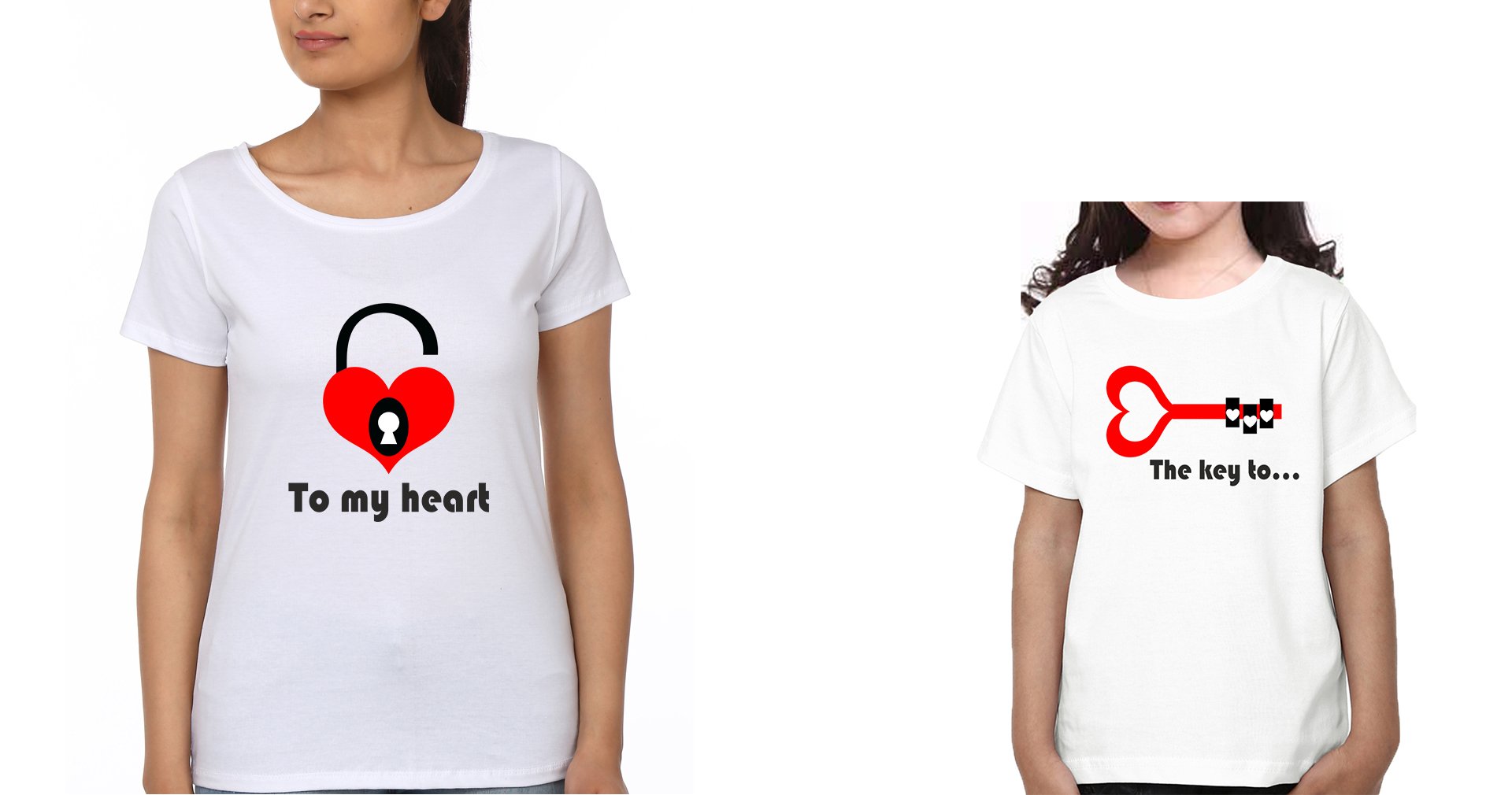 To My Heart The Key To Mother and Daughter Matching T-Shirt- FunkyTeesClub