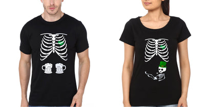 Skeleton Couple Half Sleeves T-Shirts -FunkyTees