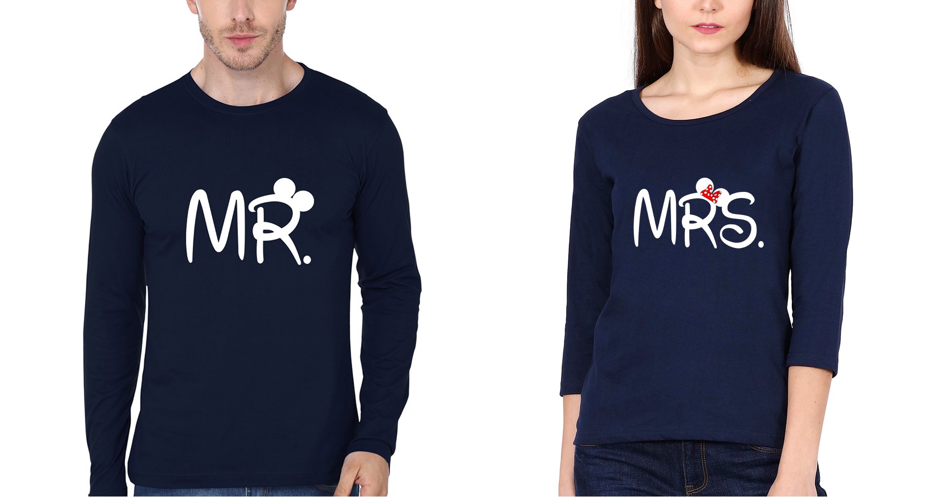 Mr. & Mrs Couple Full Sleeves T-Shirts -FunkyTees
