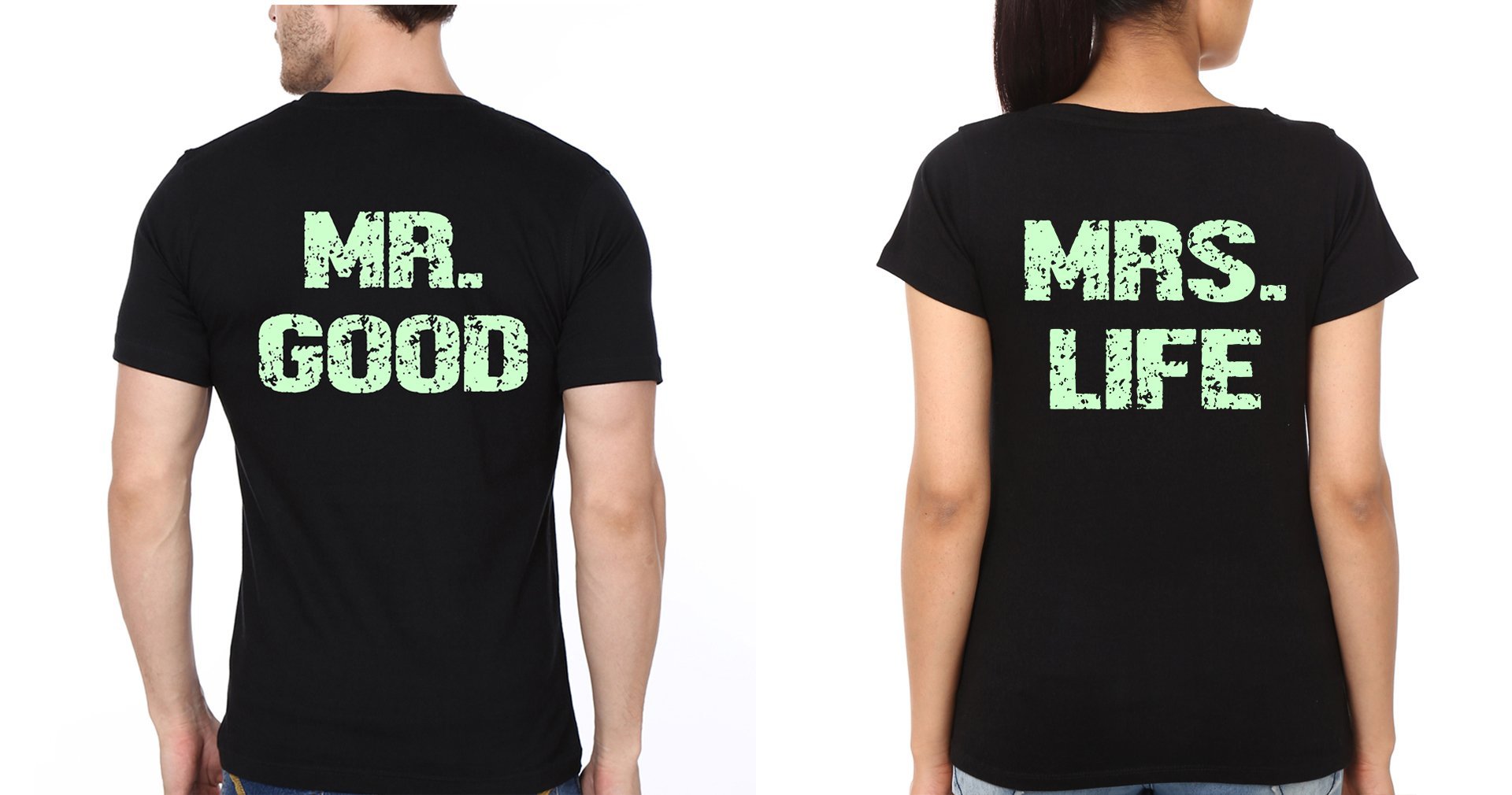 Mr Mrs Couple Half Sleeves T-Shirts -FunkyTees