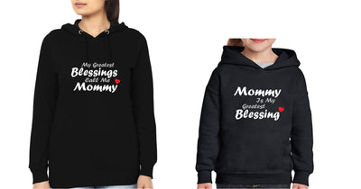 My Greatest Blessings Call Me Mommy Mother and Daughter Matching Hoodies- FunkyTeesClub