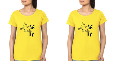 Crazy Cats BFF Half Sleeves T-Shirts-FunkyTees