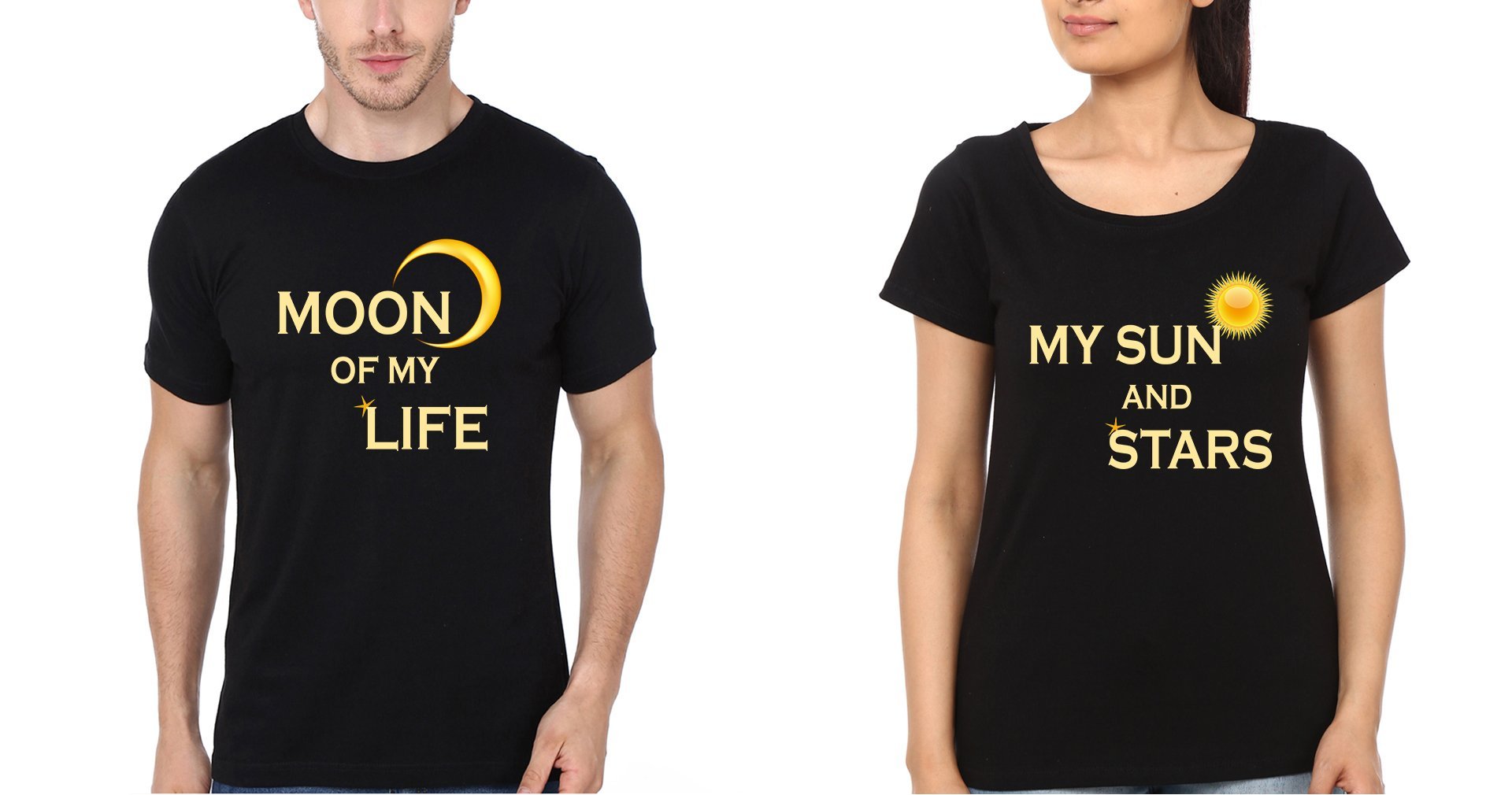 Moon Of My Life My Sun And stars Couple Half Sleeves T-Shirts -FunkyTees