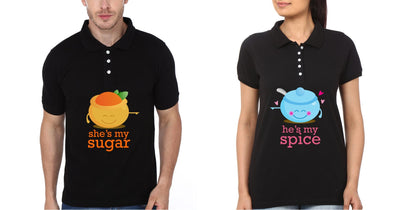 Sugar Spice Couple Polo Half Sleeves T-Shirts -FunkyTees