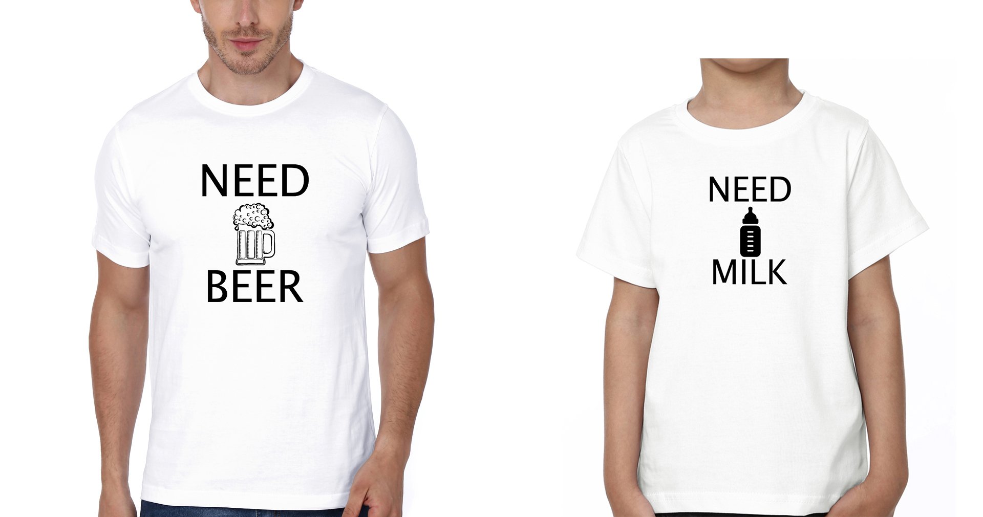 Need Beer Need Coffee Father and Son Matching T-Shirt- FunkyTeesClub