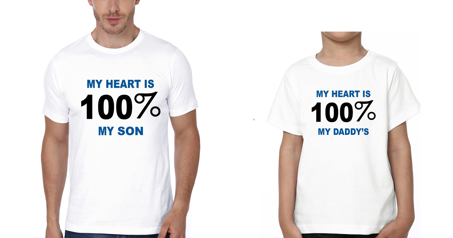 My Heart Is 100% My Daddy's My Heart Is 100% My Son's Father and Son Matching T-Shirt- FunkyTeesClub