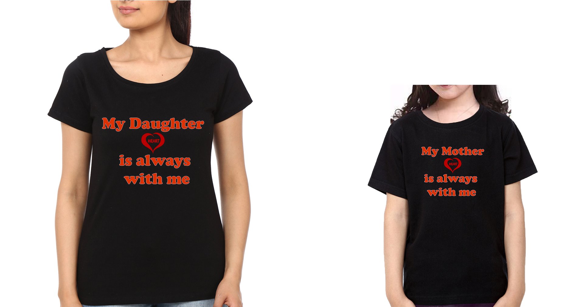 My Daughter Heart is Always With Me My Mother Heart is Always With Me Mother and Daughter Matching T-Shirt- FunkyTeesClub