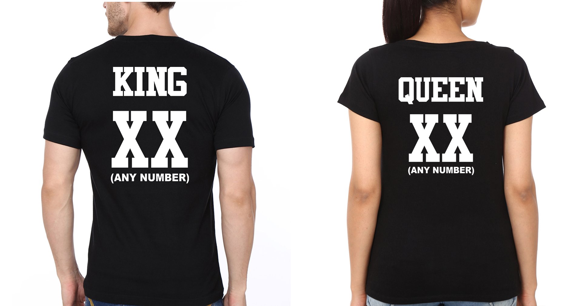 King Queen XX Couple Half Sleeves T-Shirts -FunkyTees