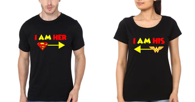 I Am Her I Am His Couple Half Sleeves T-Shirts -FunkyTees