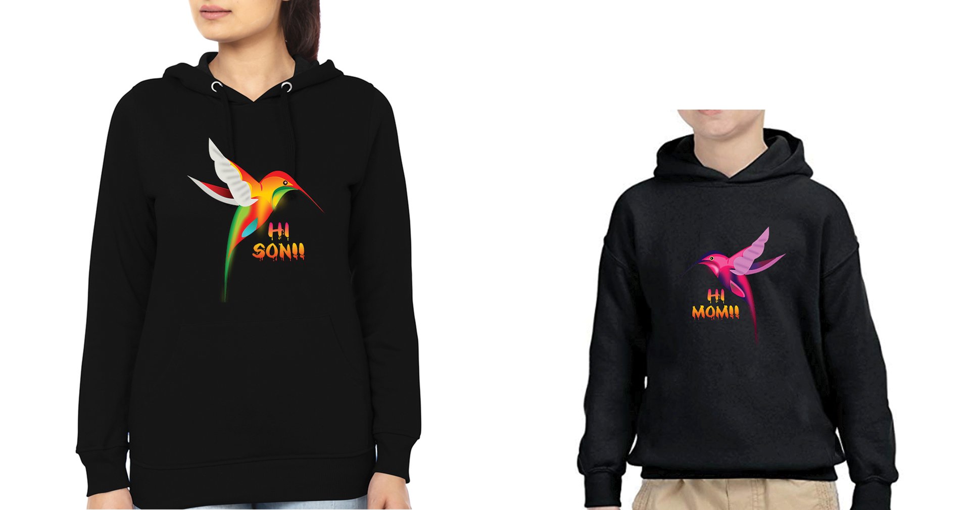 Hi Mom Hi Son Mother and Son Matching Hoodies- FunkyTeesClub