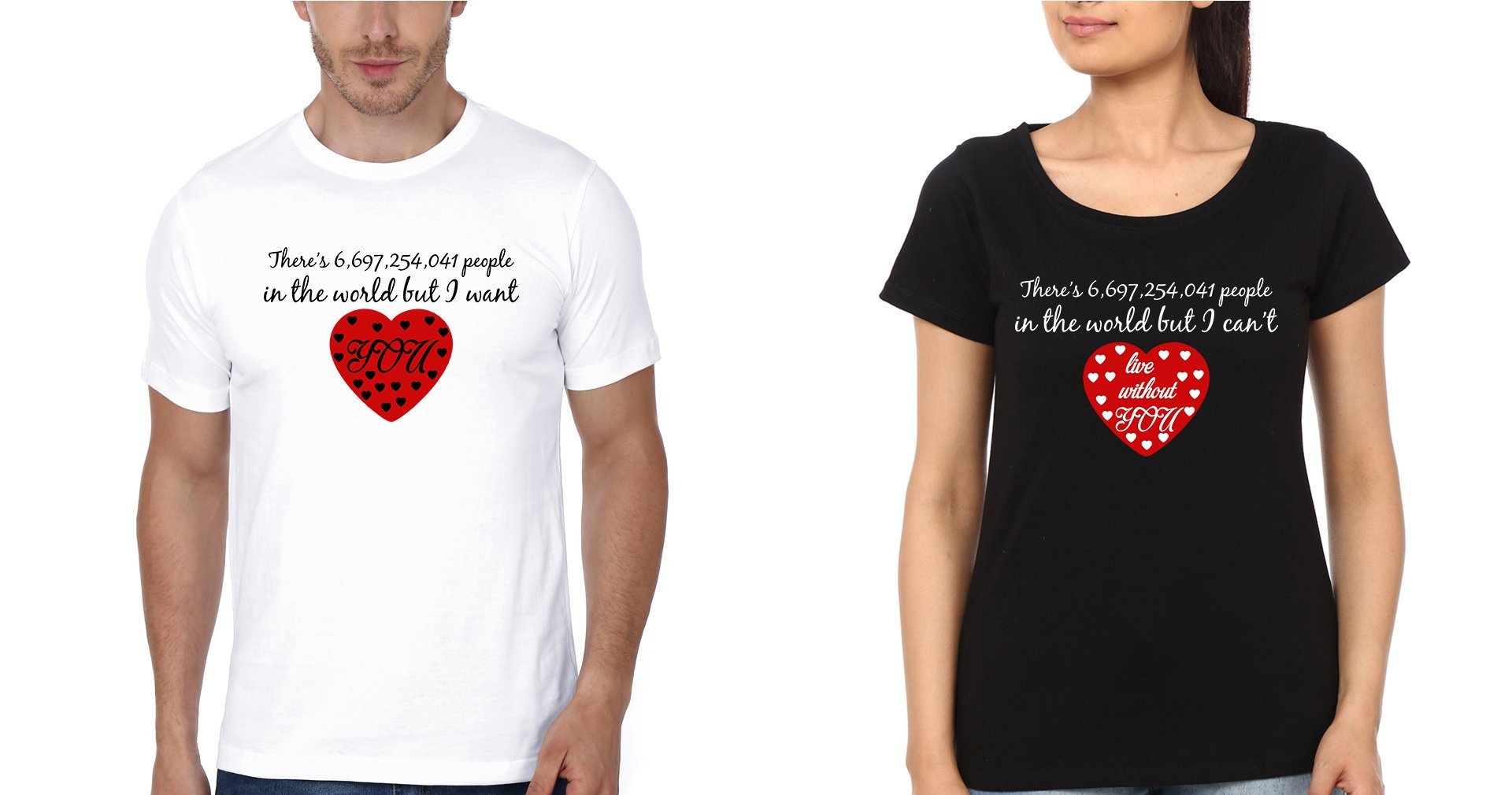 I Want You Couple Half Sleeves T-Shirts -FunkyTees