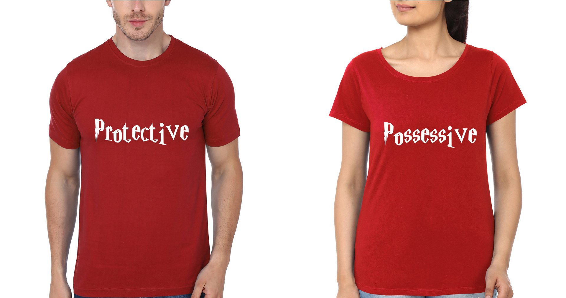 Possesive And Protective Couple Half Sleeves T-Shirts -FunkyTees