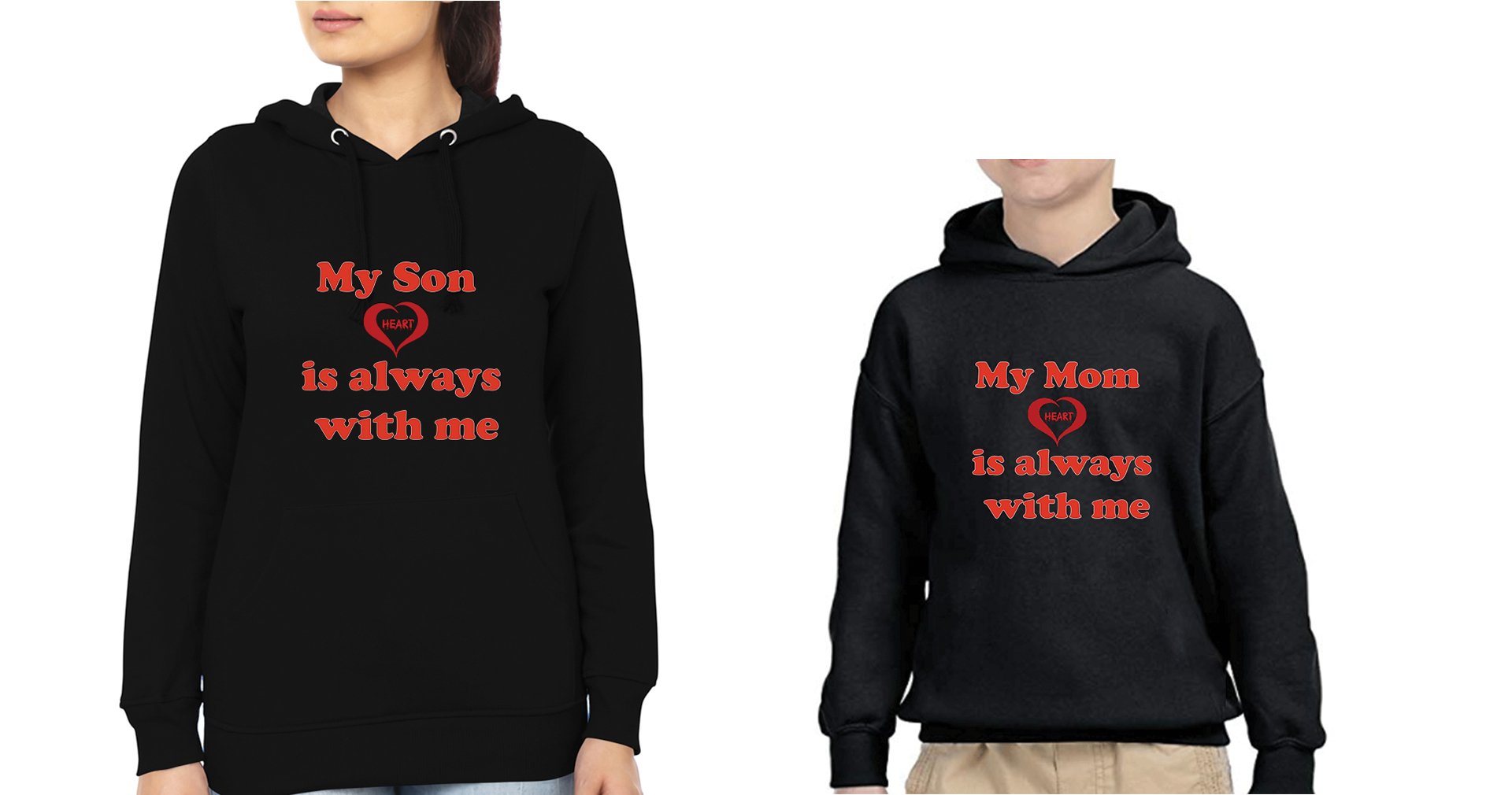 My Son Heart Is Always With Me My Mother Heart is Always With Me Mother and Son Matching Hoodies- FunkyTeesClub