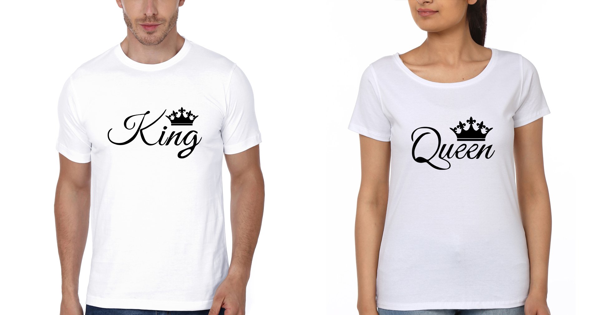 King Queen Couple Half Sleeves T-Shirts -FunkyTees