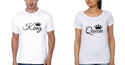 King Queen Couple Half Sleeves T-Shirts -FunkyTees