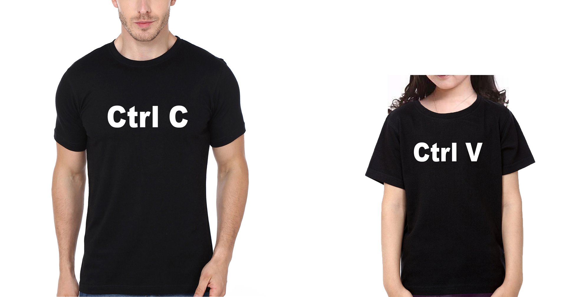 Ctrl C & Ctrl V Father and Daughter Matching T-Shirt- FunkyTeesClub