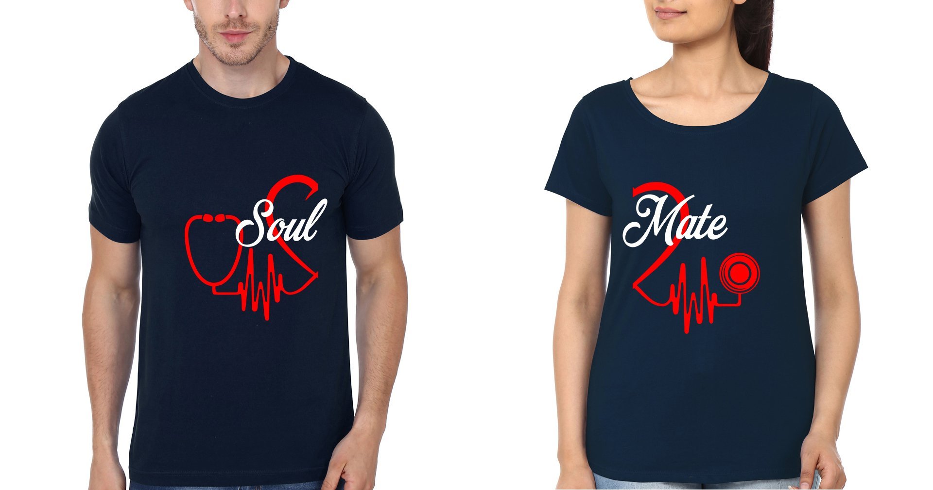 Soul Mate Couple Half Sleeves T-Shirts -FunkyTees