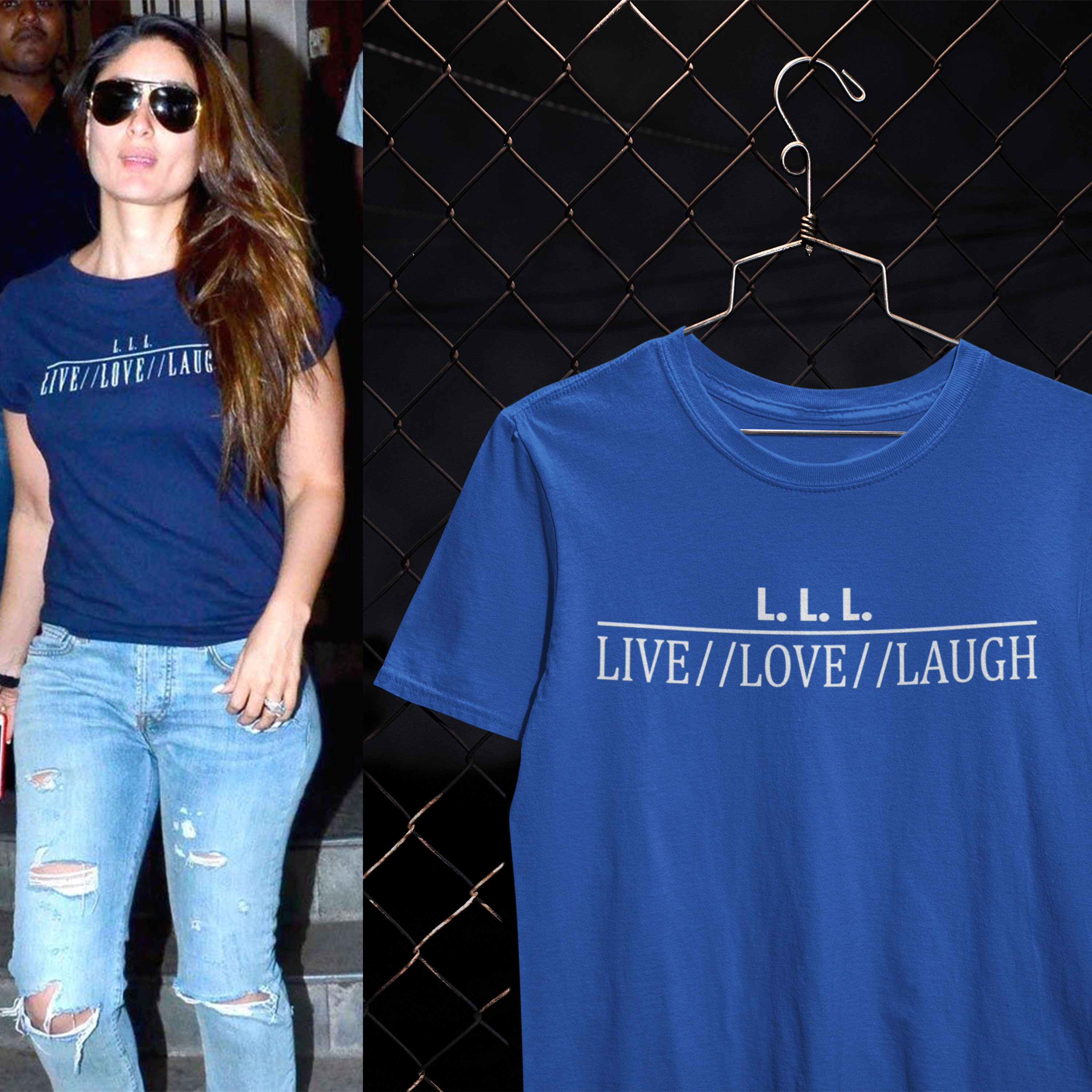 Live Love Laugh Kareena Kapoor Celebrity T-shirt- FunkyTeesClub