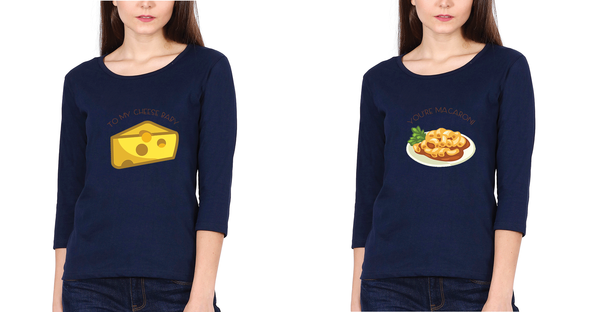 Cheese Macraoni Sister Sister Full Sleeves T-Shirts -FunkyTees