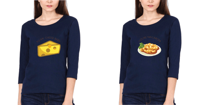 Cheese Macraoni Sister Sister Full Sleeves T-Shirts -FunkyTees