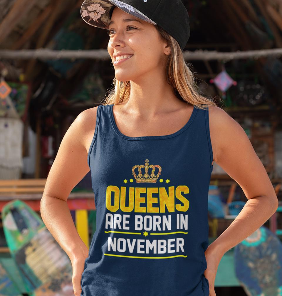 Queens Are Born In November Women Tank Top-FunkyTeesClub