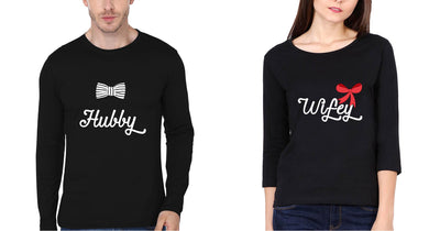 Hubby Wifey Couple Full Sleeves T-Shirts -FunkyTees