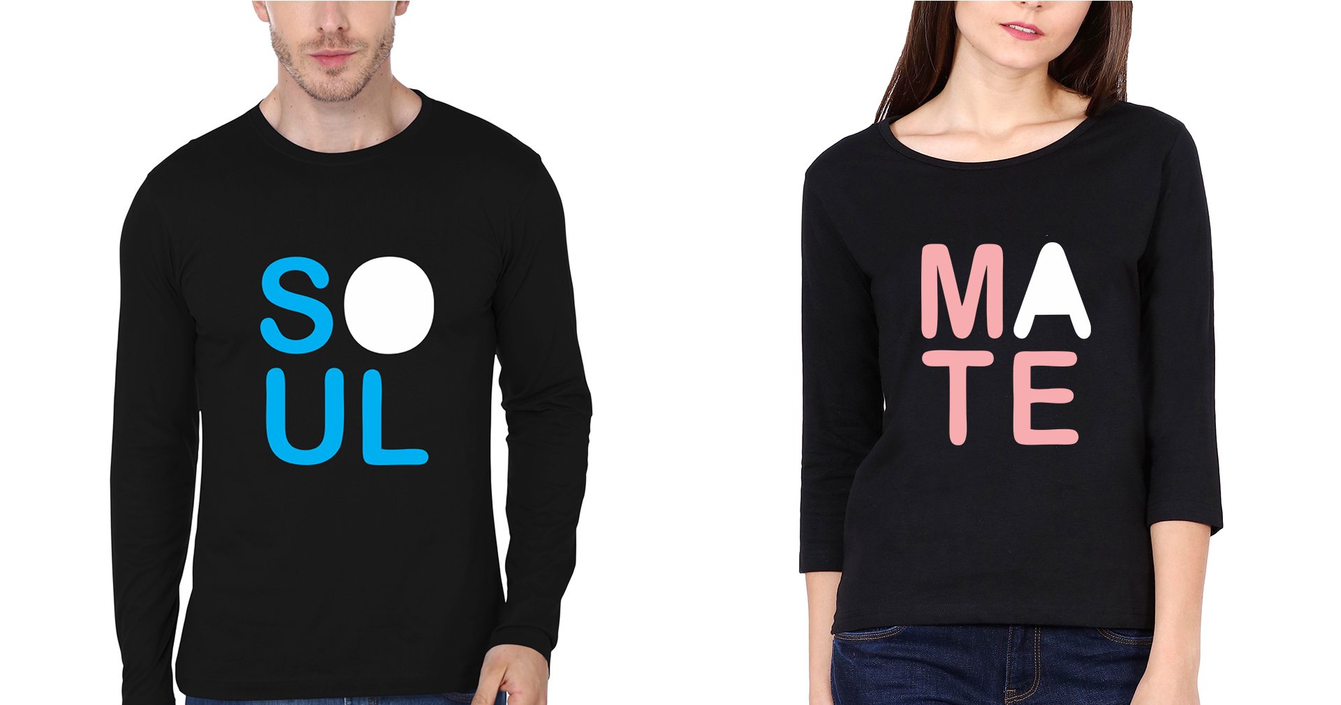Soul Mate Couple Full Sleeves T-Shirts -FunkyTees