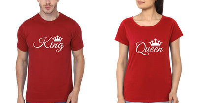 King Queen Couple Half Sleeves T-Shirts -FunkyTees