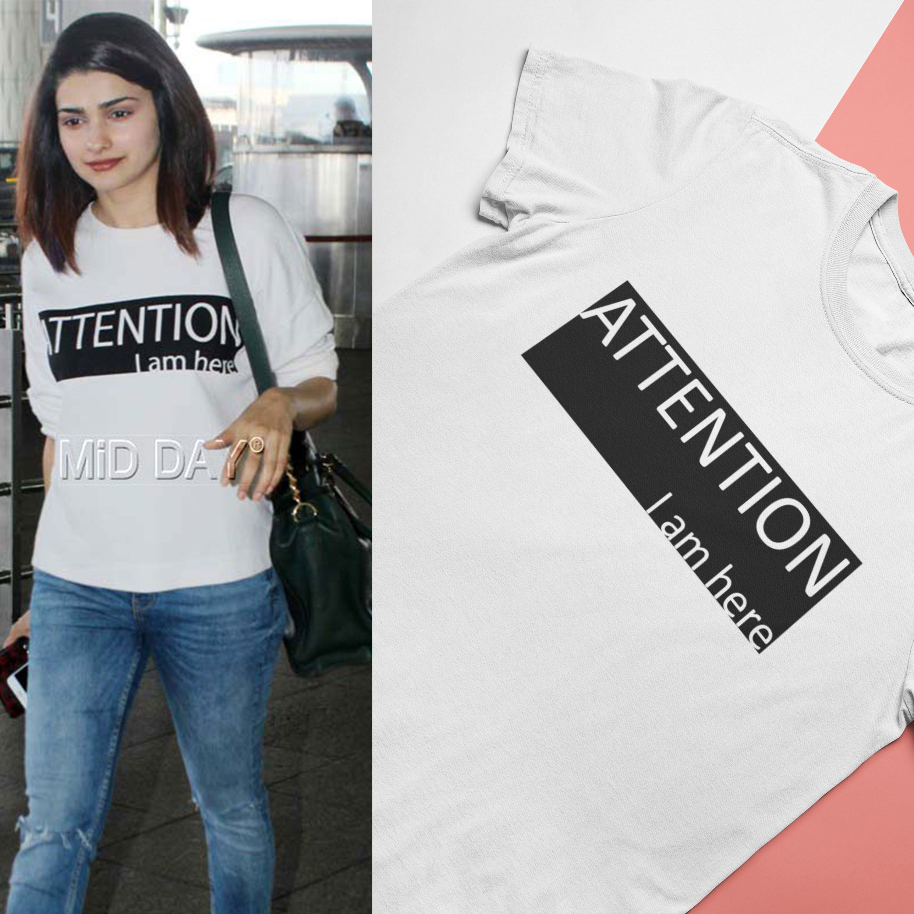 Attention I Am Here Prachi Desai Celebrity T-shirt- FunkyTeesClub
