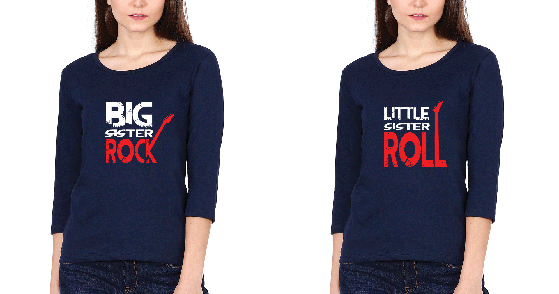 Rock n Roll Sister Sister Full Sleeves T-Shirts -FunkyTees